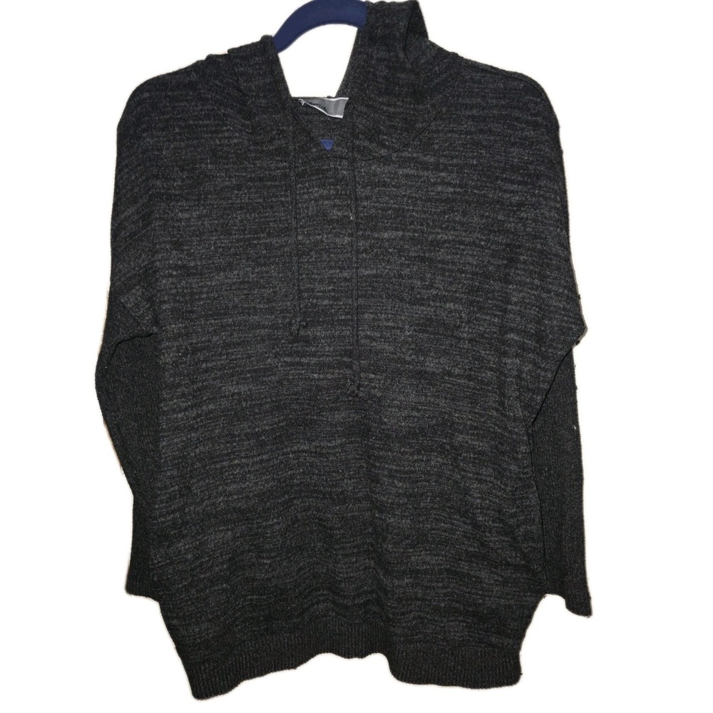 Cherish Womens‎ M/L Knit Hoodie Sweater  Charcoal Gray Pullover Hooded Tunic Top